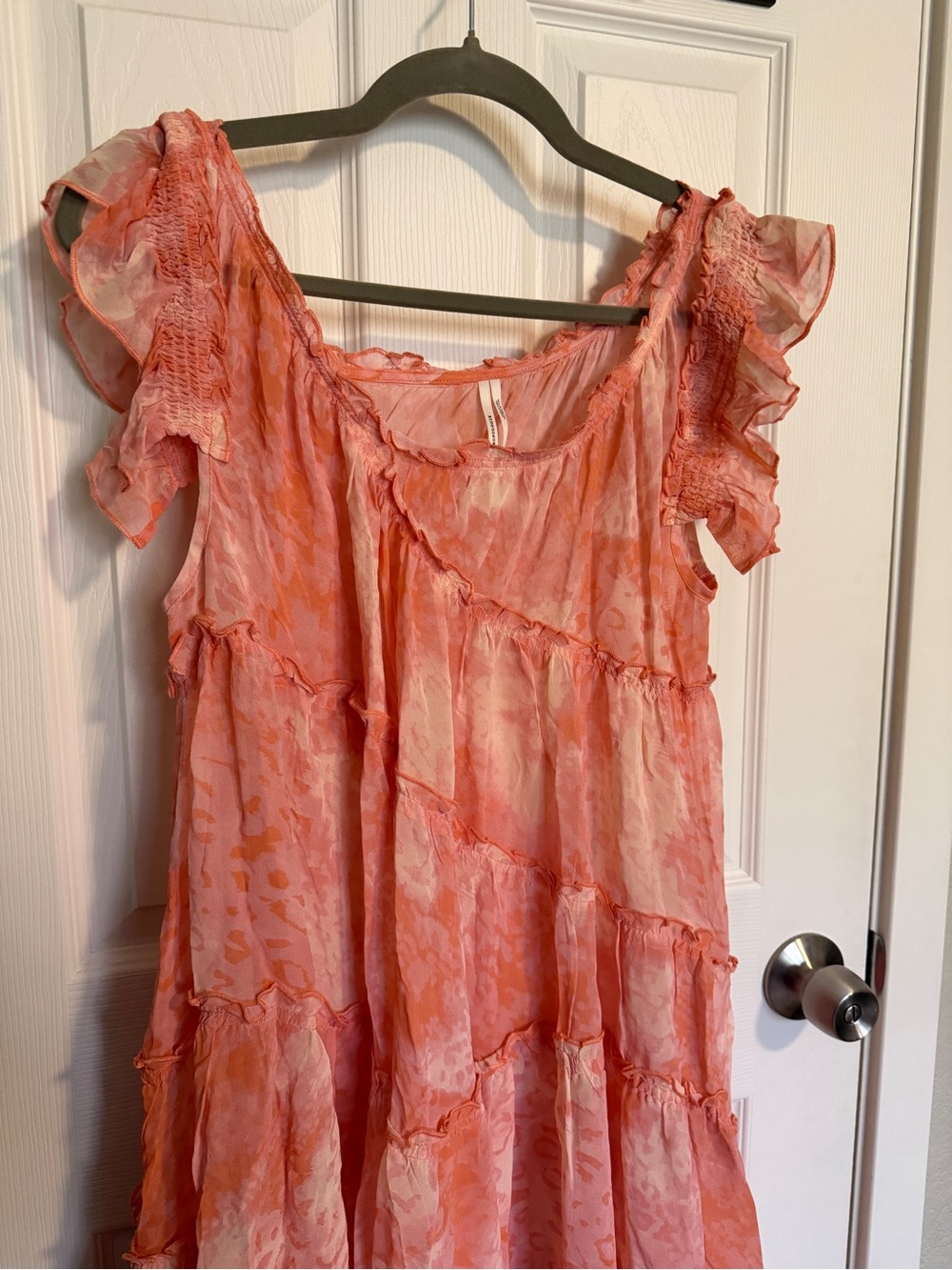 Anthropologie Pink Hanky Sheer Boho Tiered Asymmetrical Dress Size Small - Picture 4 of 8